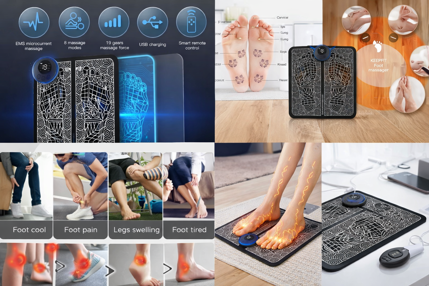 Intelligent electric feet massage pad